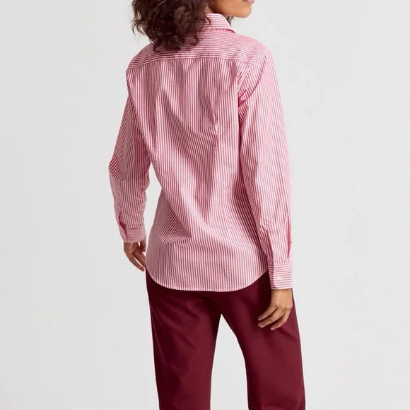 The Shirt Rochelle Behrens Icon Red White Stripe Long Sleeve Button Down Large - Picture 2 of 9